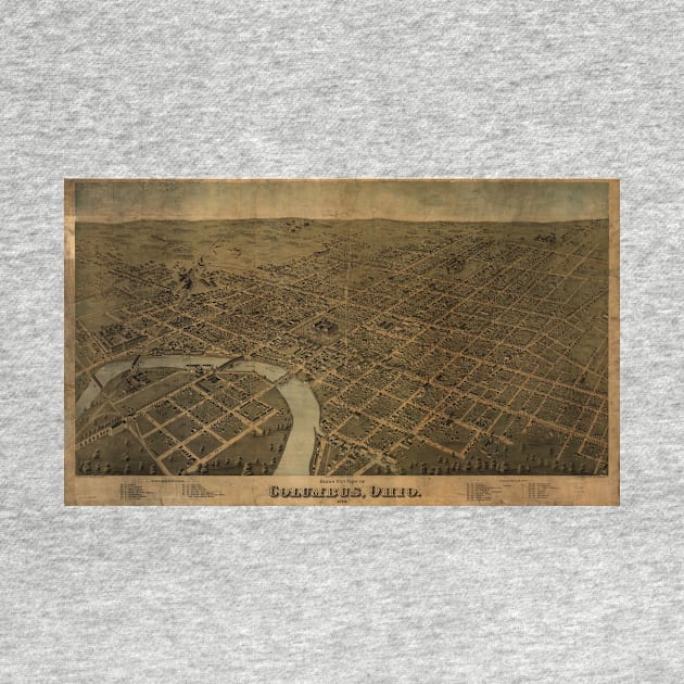 Vintage Pictorial Map of Columbus Ohio (1872) by Bravuramedia